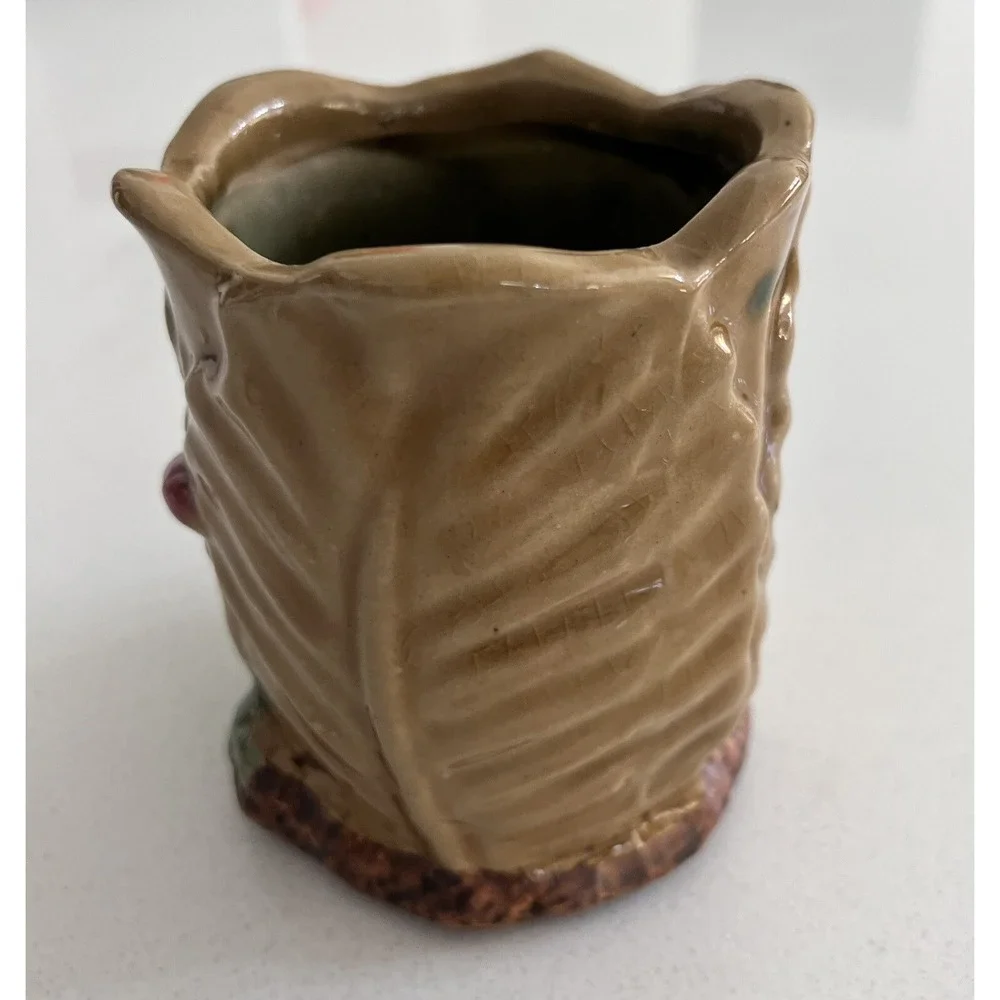 Vintage Majolica Pottery Ceramic Elephant Vase
